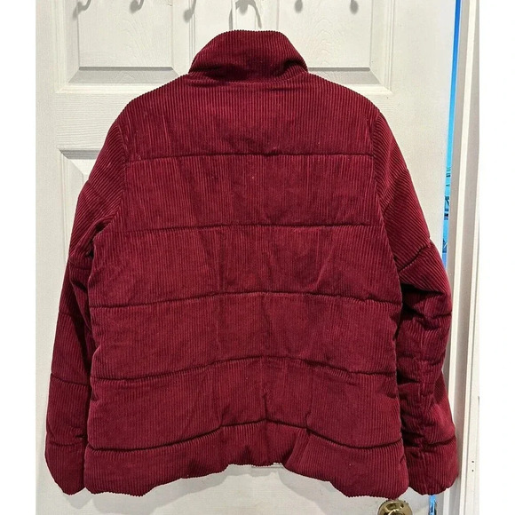 Old Navy Women's Oversize Puffer Wine Corduroy Padded Jacket Pockets Zip Large‎ - Picture 6 of 8